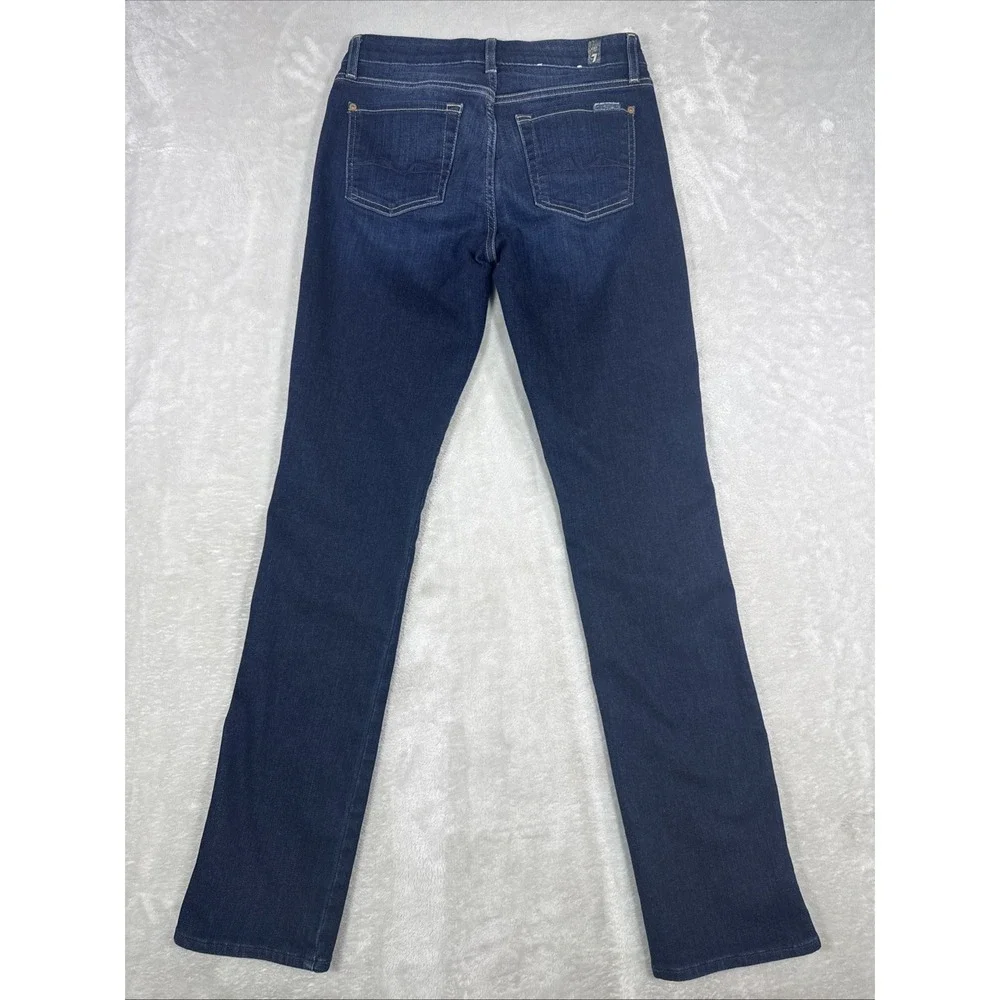 7 For All Mankind Jeans Womens 28X32 Blue Karah Straight Leg Stretch Denim Dark - Picture 2 of 9
